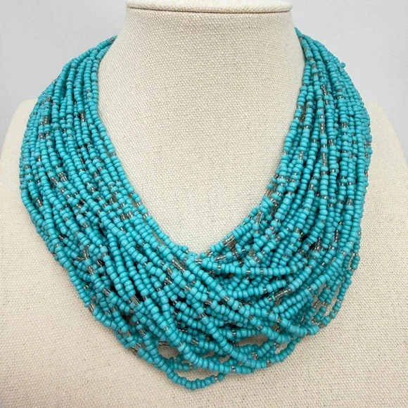 Lucky Brand Multi Strand Seed Bead Crochet Statement Necklace and Bracelet Set - Picture 5 of 8